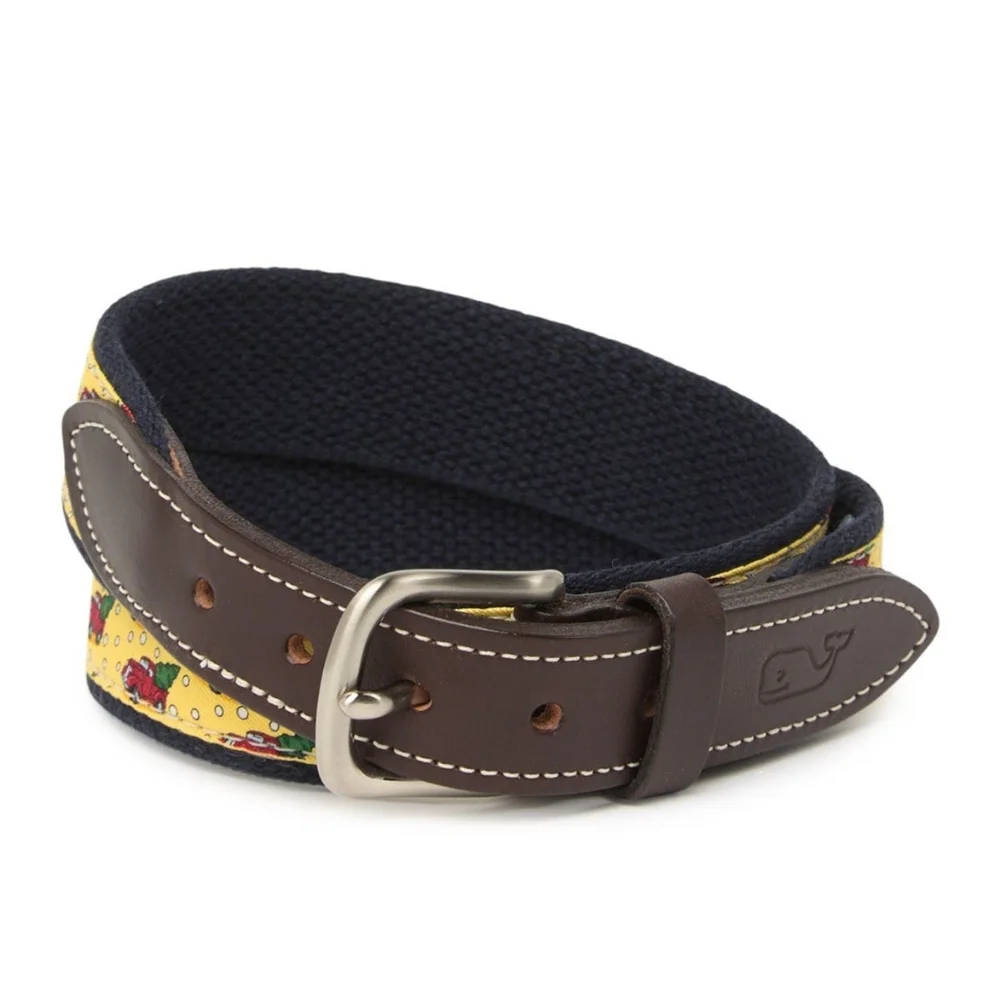 VINEYARD VINES Kids' Truck Tree & Canvas Club Belt In Yellow